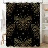 Golden Butterfly Pattern Shower Curtain Decorative Home Accessories For Bathrooms In Various Sizes Black And Gold Design With St