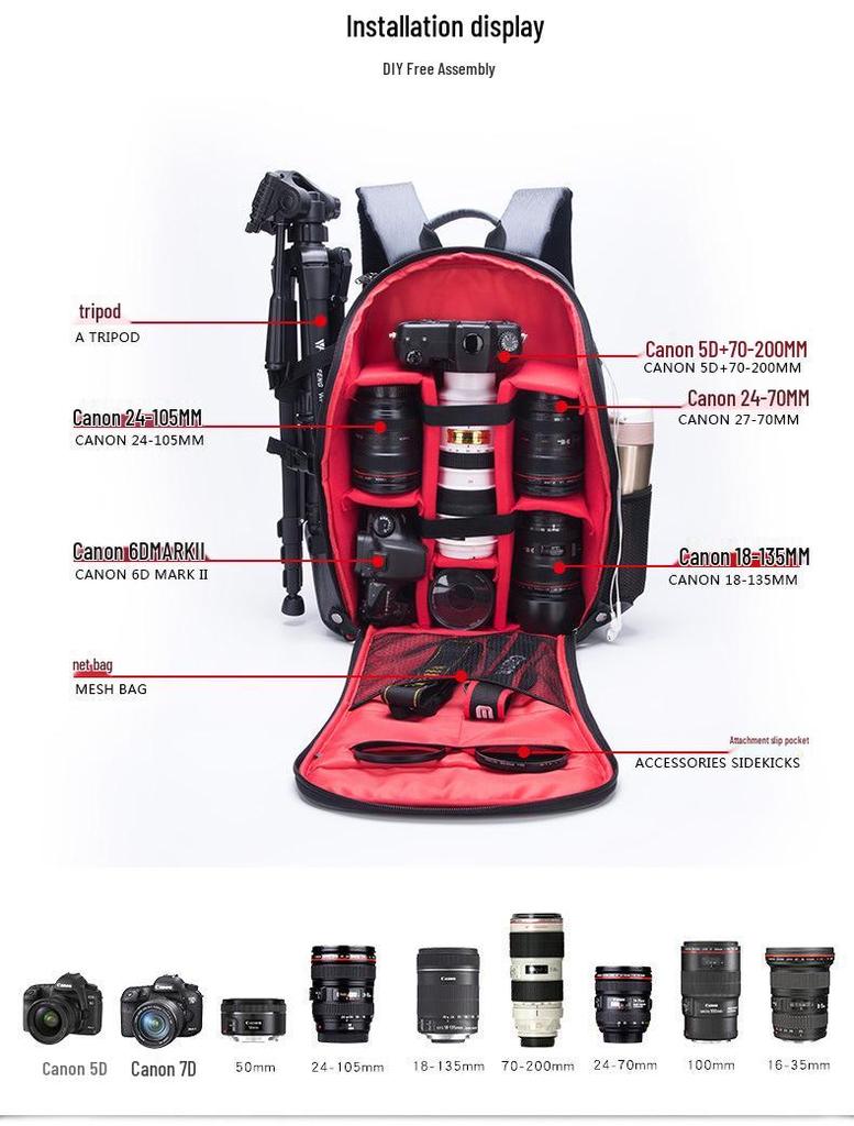 Layered Waterproof DSLR Camera & Laptop Backpack - Large Capacity, Lightweight, Unisex Photography Shoulder Bag