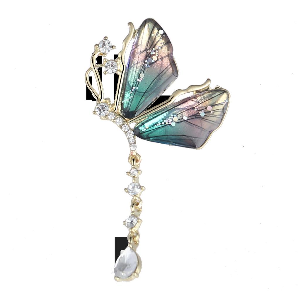 Water drop fringed butterfly brooch high-end design sense gradual change wing pin Yiwu clothing accessories corsage