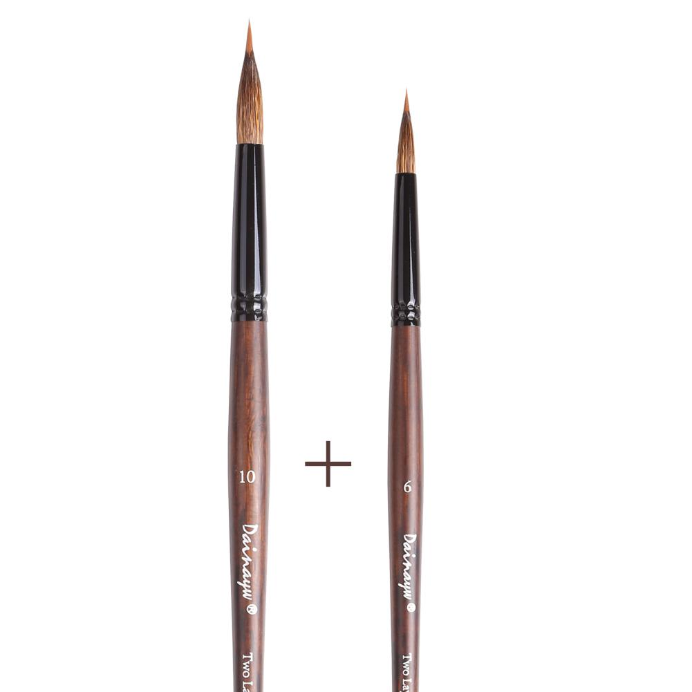 Extended Needle Point Two Layer Watercolor Brushes,Mop Brush Line Brush 2-in-1,Squirrel Hair Mix Nylon Hair Paint Brush for Art Detailing Painting