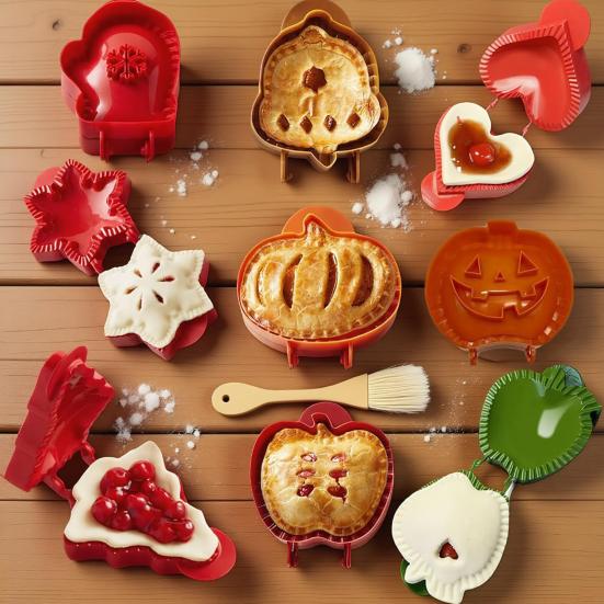 12Pcs Mini Hand Pie Molds with Dough Presser Thickened Plastic Cookie Mold for Holiday Baking Apples Pumpkin Acorn Shaped Acorn Pastry Cutters
