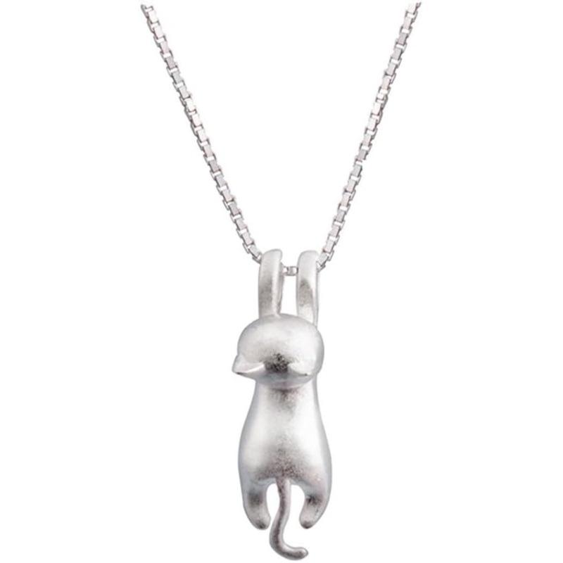 Collane placcate argento per donna Gioielli a forma di gatto per donna Accessori a forma di gatto per donna Regali per amanti dei gatti Regali di compleanno carini per donna