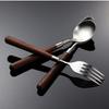 Stainless Steel Wooden Handle Cutlery Vintage Tableware Forks Spoons Knives Kitchen Tools
