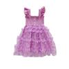 3D Butterfly Mesh Puff Sleeve Girls' Dress - 2025 Summer Smocked Waist Baby Princess Style
