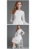 2025 Fall European & American Women's Lace Slim Midi Dress with Hollow Round Neck & Long Sleeves