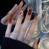 Xiaohongshu Trendy Wine Red Gradient Wearable Nail Tips for a Spicy Look