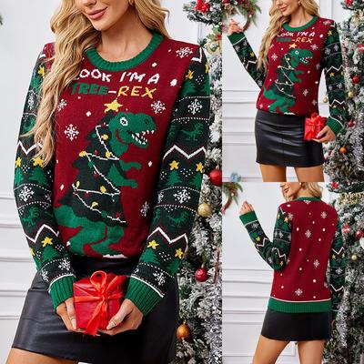 Women's Fashion Santa Claus Pattern Pullover Sweater Loose Lazy Cardigan