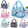 Portable Insulated Lunch Bag Work School Cute Girls Casual Cartoon Animal Striped Waterproof Canvas Insulated Lunch Bag