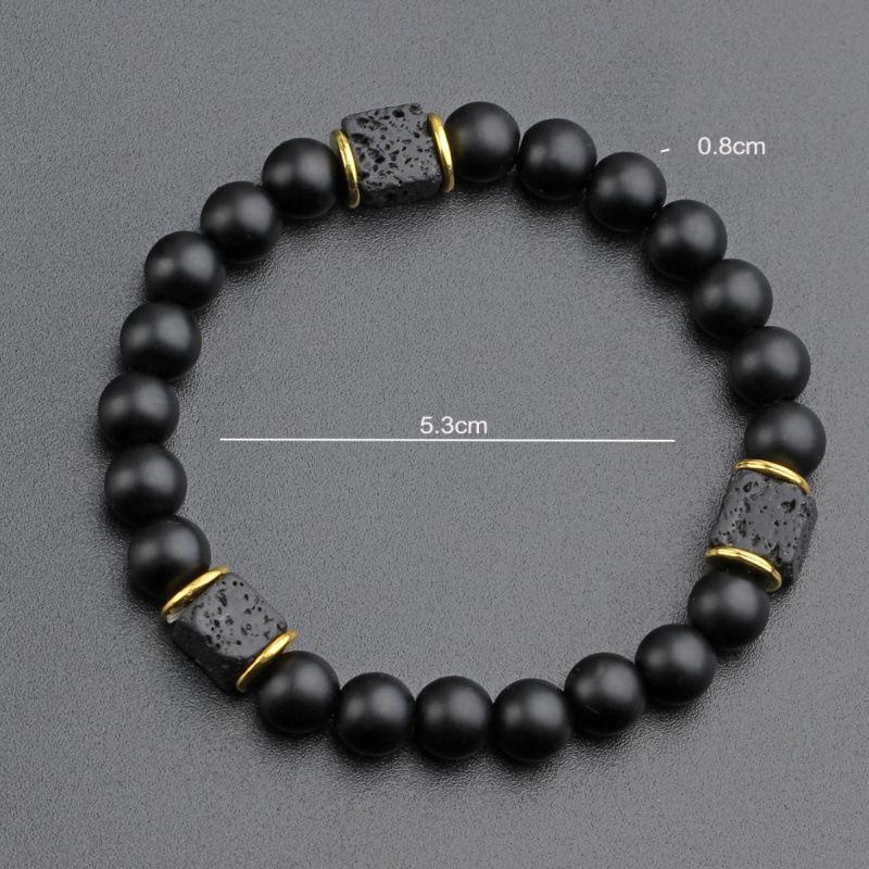 Black Matte Volcanic Stone Bracelet - Men's Jewelry, Ideal Father's Day Gift