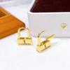Top Quality Letter Lock Style Drop Earrings Vacuum Plating Gold Silver Sheet Steel Earring For Men Women Fashion Name Jewelry