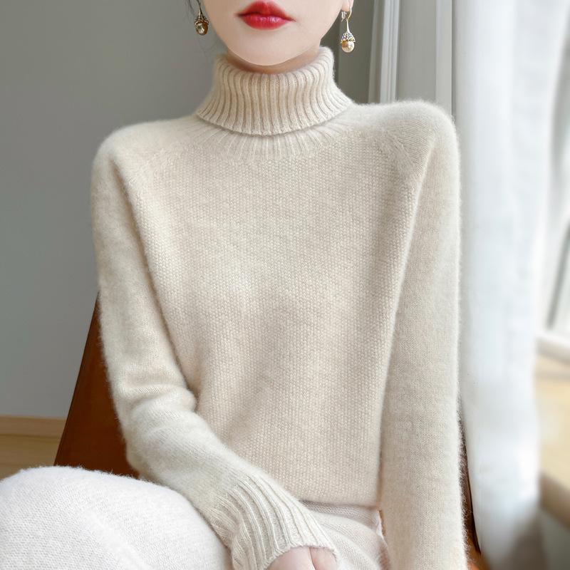 Women's Osmanthus Stitch High-Collar Wool Sweater: Versatile, Warm Autumn & Winter Knit Long Sleeve Base Layer
