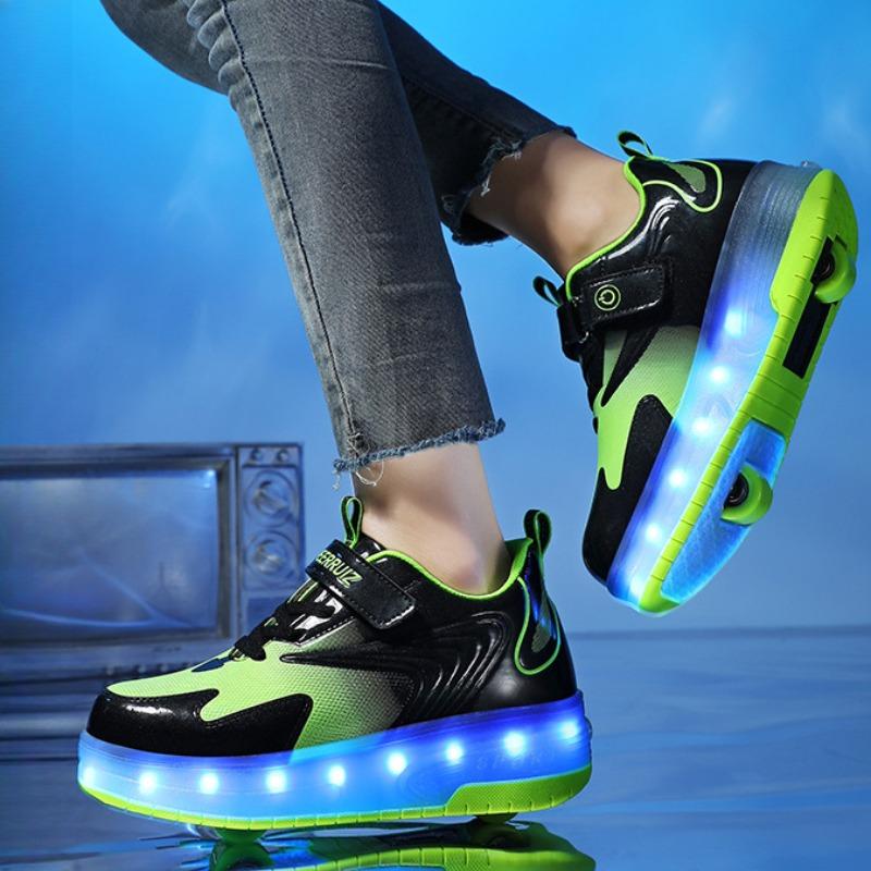 2 Wheel Inline Roller Skates Shoes for Boys and Girls LED Roller Skates for Children's Racing Ice Skating Sneaker with Wheels