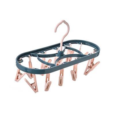 1pc Plastic Drying Rack 12 Clips Windproof Multifunctional Dormitory Household Underwear Socks Drying Rack