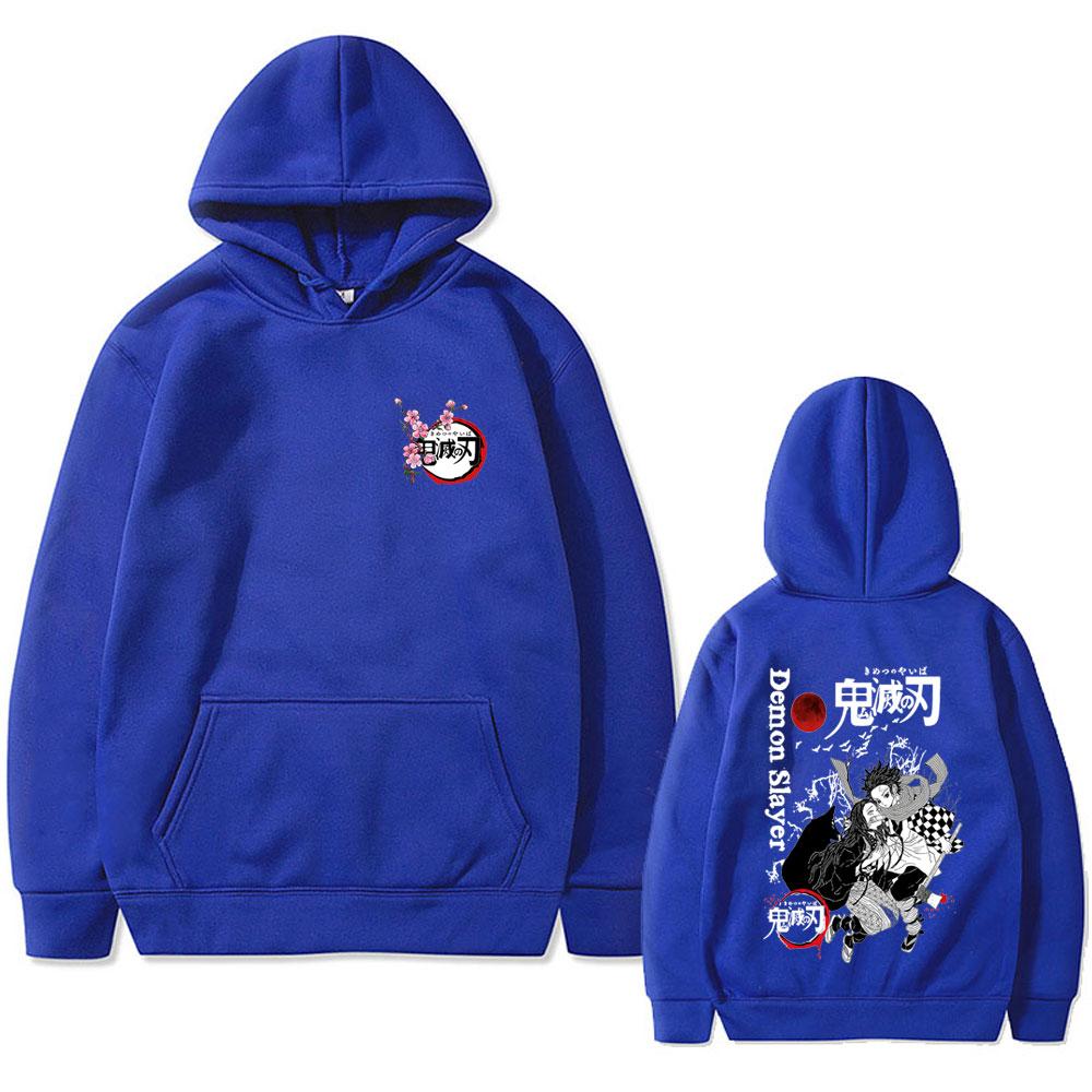 Anime Demon Slayer Cherry Blossom Graphic Hoodie Kamado Nezuko Kamado Tanjirou Pullover Men Women Casual Fleece Hoodies