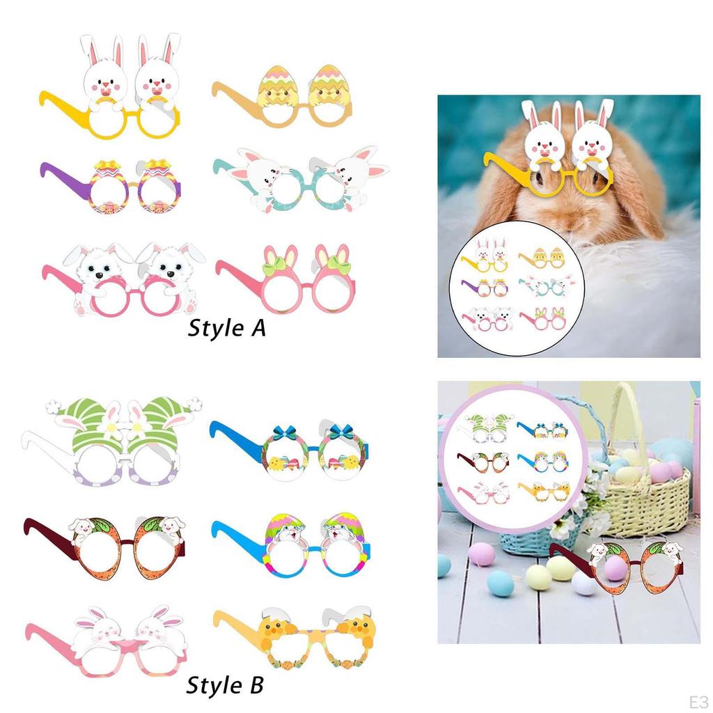 6 Pcs Easter Glasses Frames Bunny Egg Decorations for Party Photo Props,