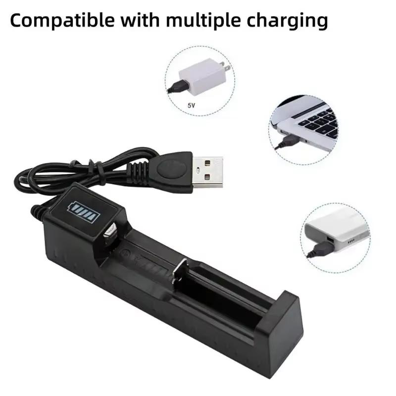 18650 Battery Charger 1 Slot Rechargeable Batteries USB Universal Smart Quick Charging for 14500 16650 14650 18500 Accessories