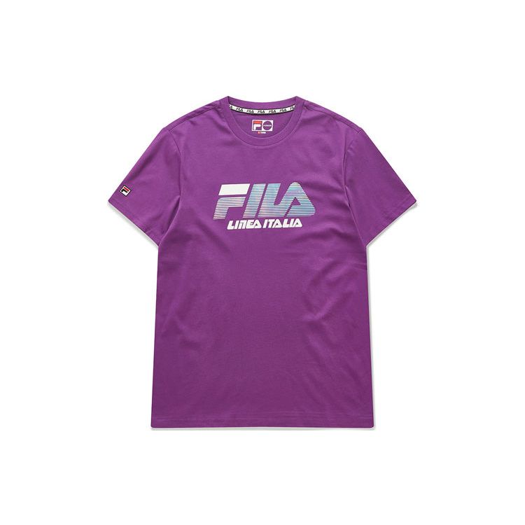 Fila Fusion Colorful Basic Round Neck Short Sleeve T-Shirt Men Tops Grape-Purple T11M026101F-VT