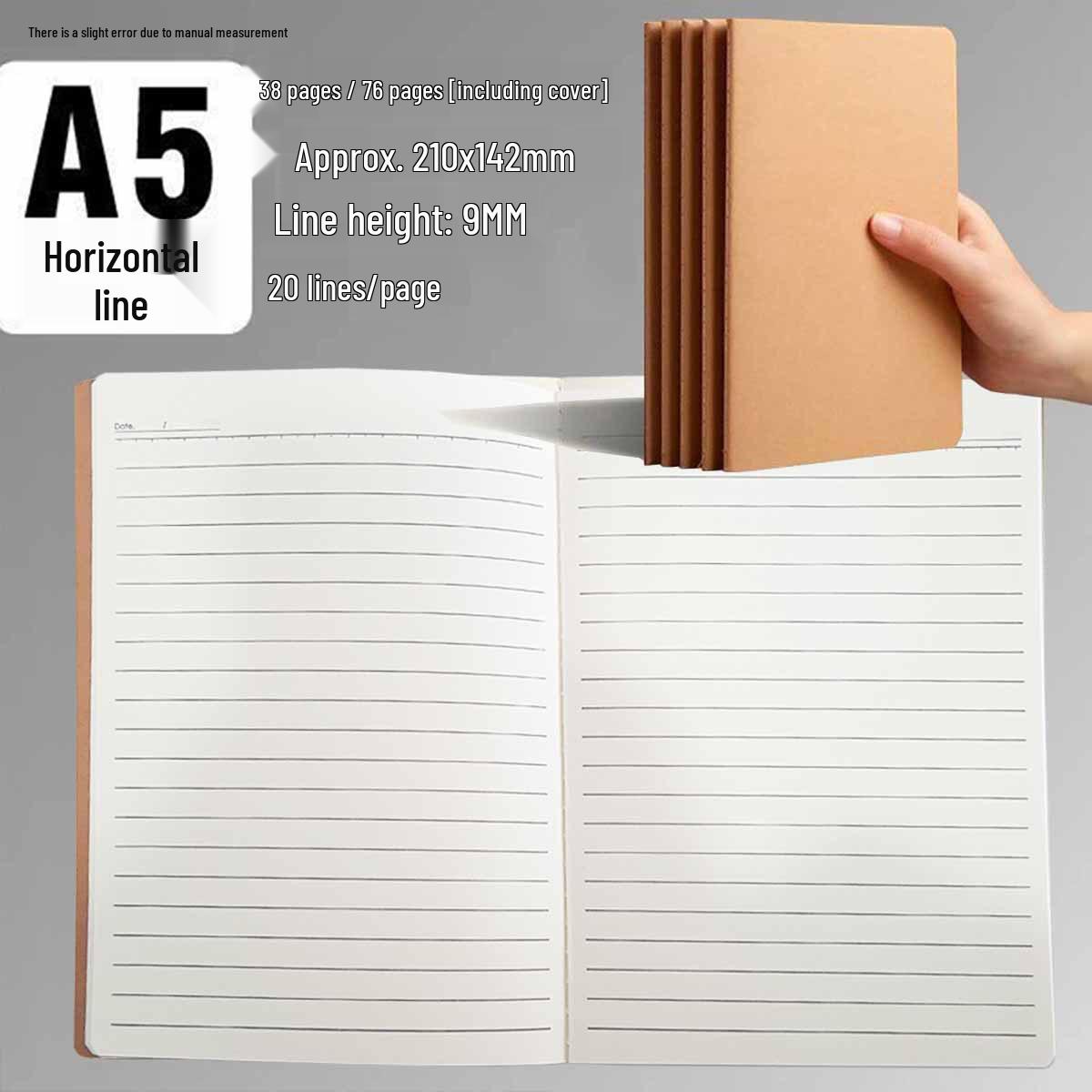 Enhanced Kraft Paper Notebook - A4 Lined, 16K Sewn, A5 Memo Book, Diary
