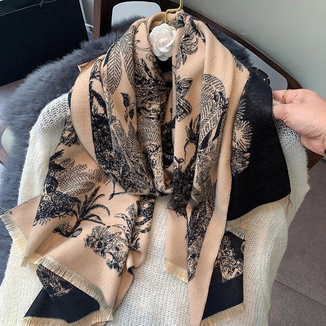 Luxusní kašmírový šátek Zimní Dámské Šály Pašmína Teplá Deka Zábaly Dámská šátek Foulard Bandana Značka Silný potisk šátky