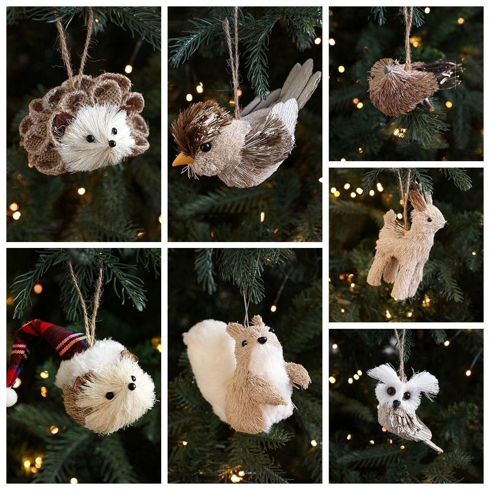 Small Christmas Tree Decorations DIY Simulated Squirrel Pendant  Merry Christmas Decor
