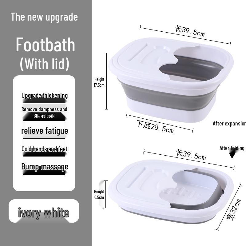 Portable Foldable Foot Bath & Massage Basin for Adults - Thickened Plastic Foot Soaking Bucket for Home & Dorm.