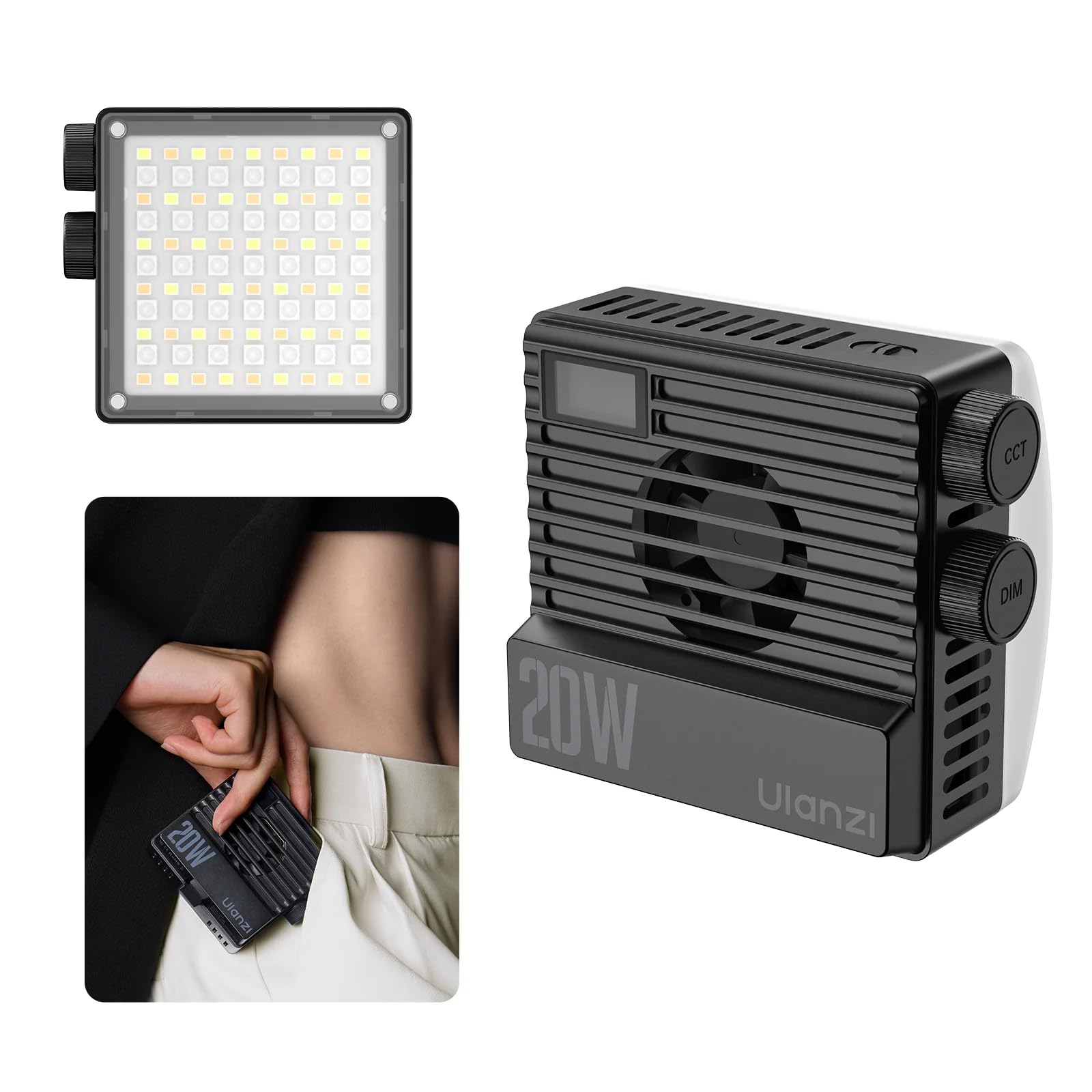 

Ulanzi LE20 20W RGB Mini Pocket Light, Black, 2500K-9000K, PD Fast Charging, Type-C, for Live Streaming, Photo, and Video Recording
