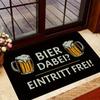 A Beer Glass "BIER DABEI? EINTRITT FREI!" Text Print Pattern Entrance Welcome Doormat, Sponge Thickness 1.19 Cm - Mat Weight 600 Grams Per Square Mete