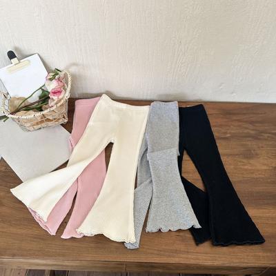 Baby Mädchen Schlaghose Vertikal gestreift Hohe Taille Elastische Hose Einfarbig Kinderhose