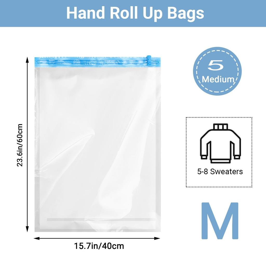 15 Pack Vacuum Storage Bags, Space Saver Bags  Compression for Comforters and Blankets, Sealer Clothes Storage Travel Organizer,