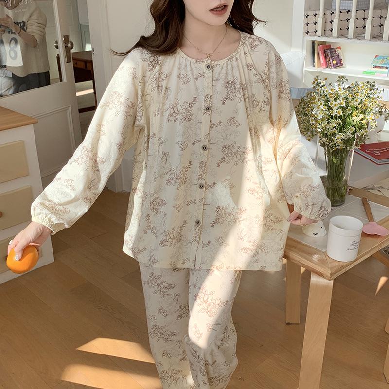 Non-breastfeeding Antibacterial Cotton Confinement Pajamas for Postpartum Mothers L - 115-130 lbs