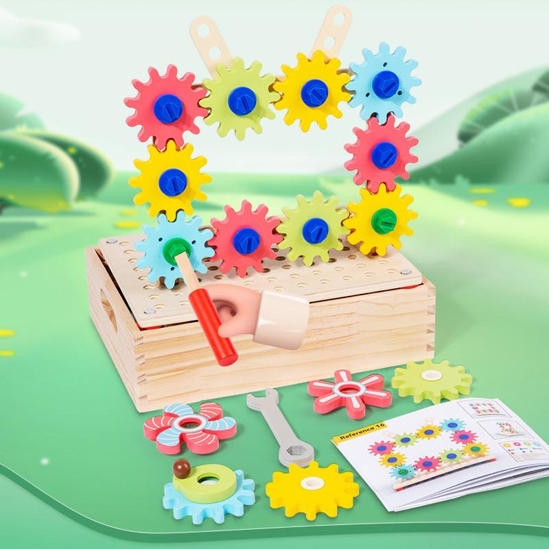 Wooden Gear Puzzle Toy For Kids Educational Learning And Color Recognition