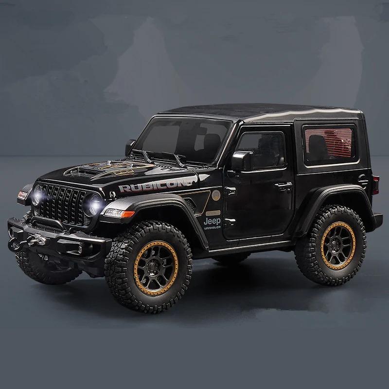 

1/18 Jeeps Wrangler Rubicon Alloy Позашляховики Модель автомобіля Лита під тиском та іграшка Металева модель автомобіля Симулятор Звук і світло Дитячий подарунок чорний