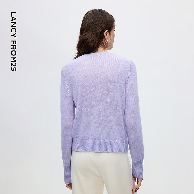LANCY Women's Elegant Mohair Blend Knitted Cardigan Sweater