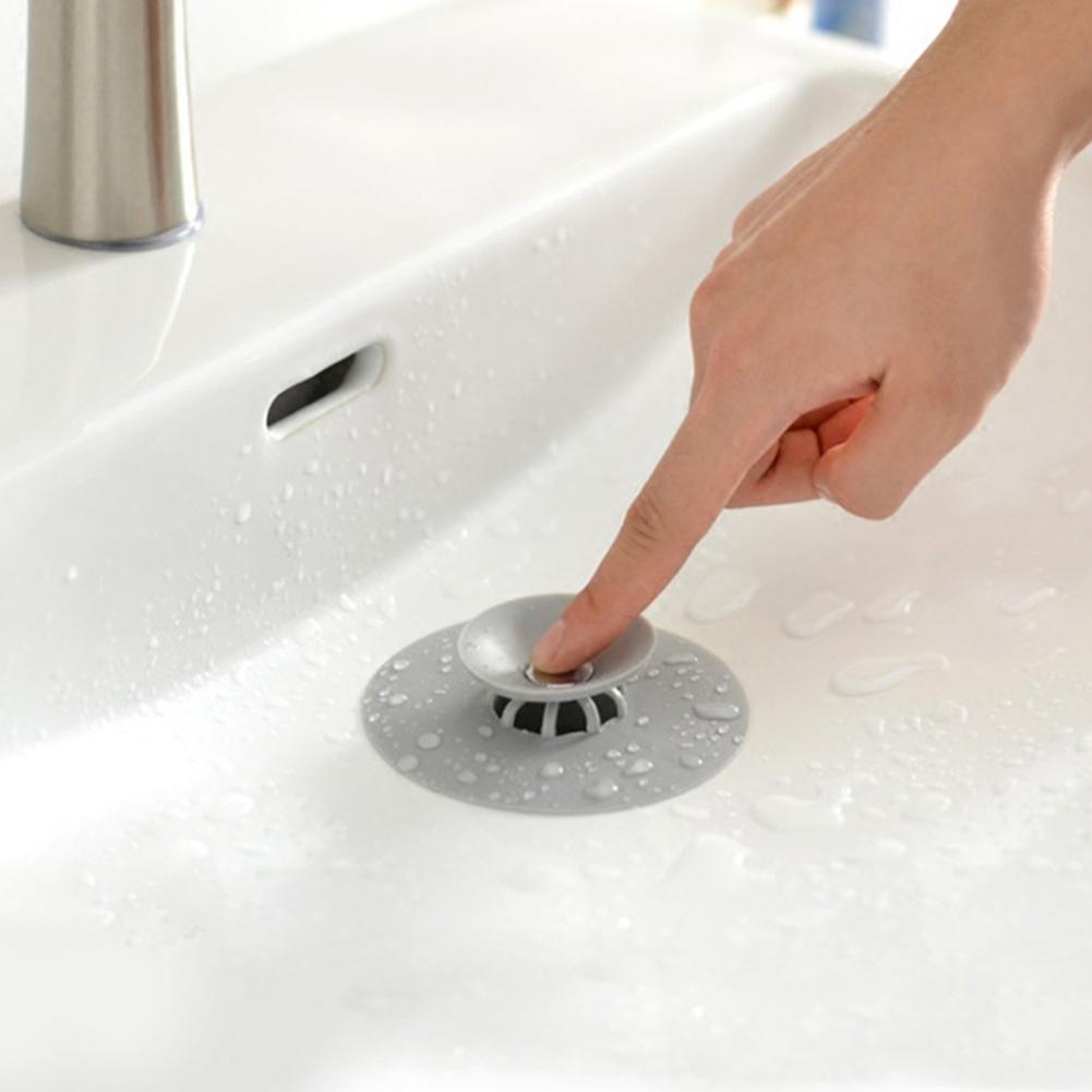 Gray Silicone Pop up Drain Cover Anti Odor Kitchen Bathroom Sink Strainer Stopper 10x3.6cm