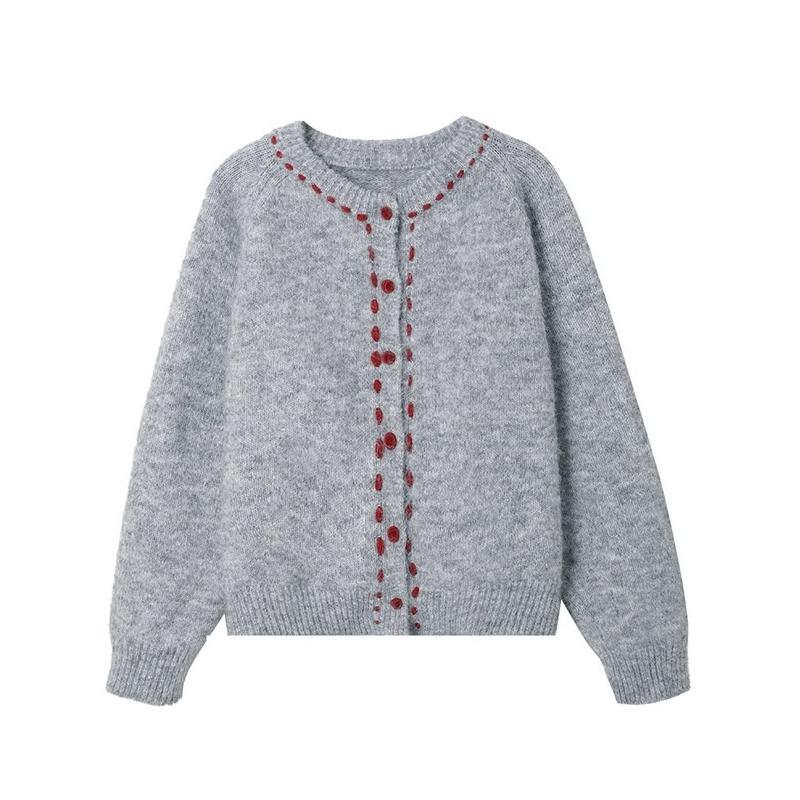 Autumn Winter single-breasted Knitted Sweater Short Cardigan jacket Loose Crew Neck korean Fashion solid Sweaters youth Women