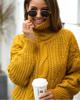 2025 Autumn/Winter Women's College Style Chunky High Neck Cable Knit Pullover Sweater