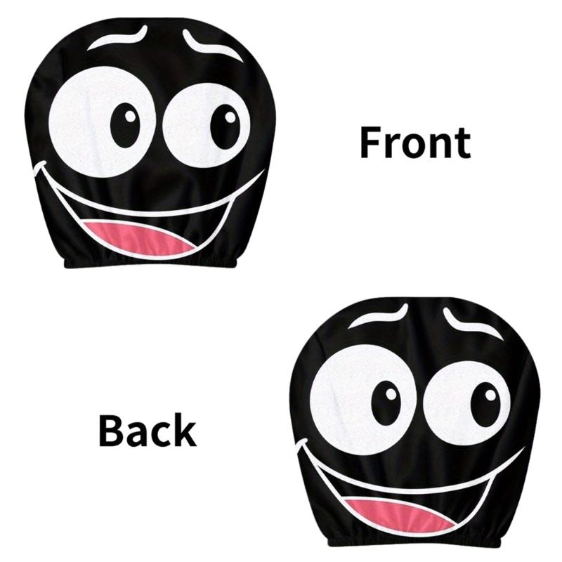 Cartoon Eye Car Headrest Covers Premium Wear Resistant Fabric Protectors Quick Setups for Vehicles Interior Decoration