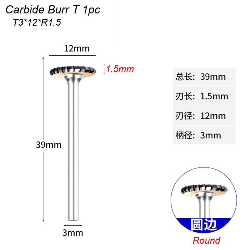 T Type Carbide Rotary File Arc Metal Cutter Bit Tungsten Hard For Aluminum Stone Plastic Carving Engraving For Dremel Metalwork