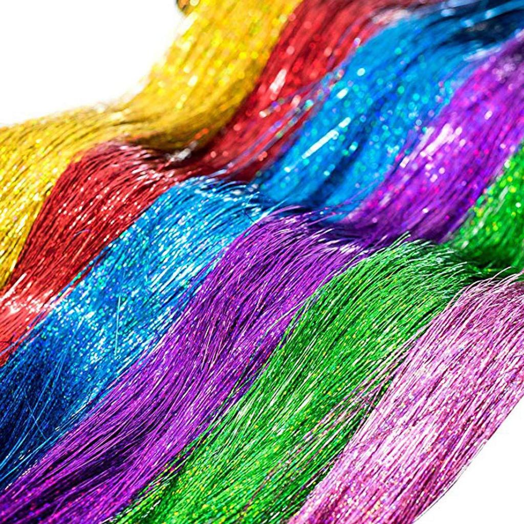 Gold Laser Tinsel Hair Extensions - Shiny Metal Wire, Colorful and Seamless.