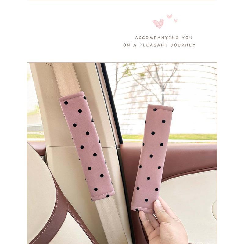 Women S Car Seatbelt Shoulder Pad Polka Dot Bow Soft Protector