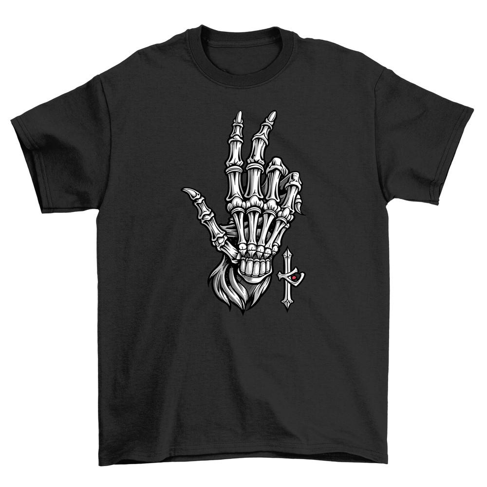Gothic_98 T-shirt - Spooky-Chic Vibes! Funny Skeleton Hand Design on 100% Cotton