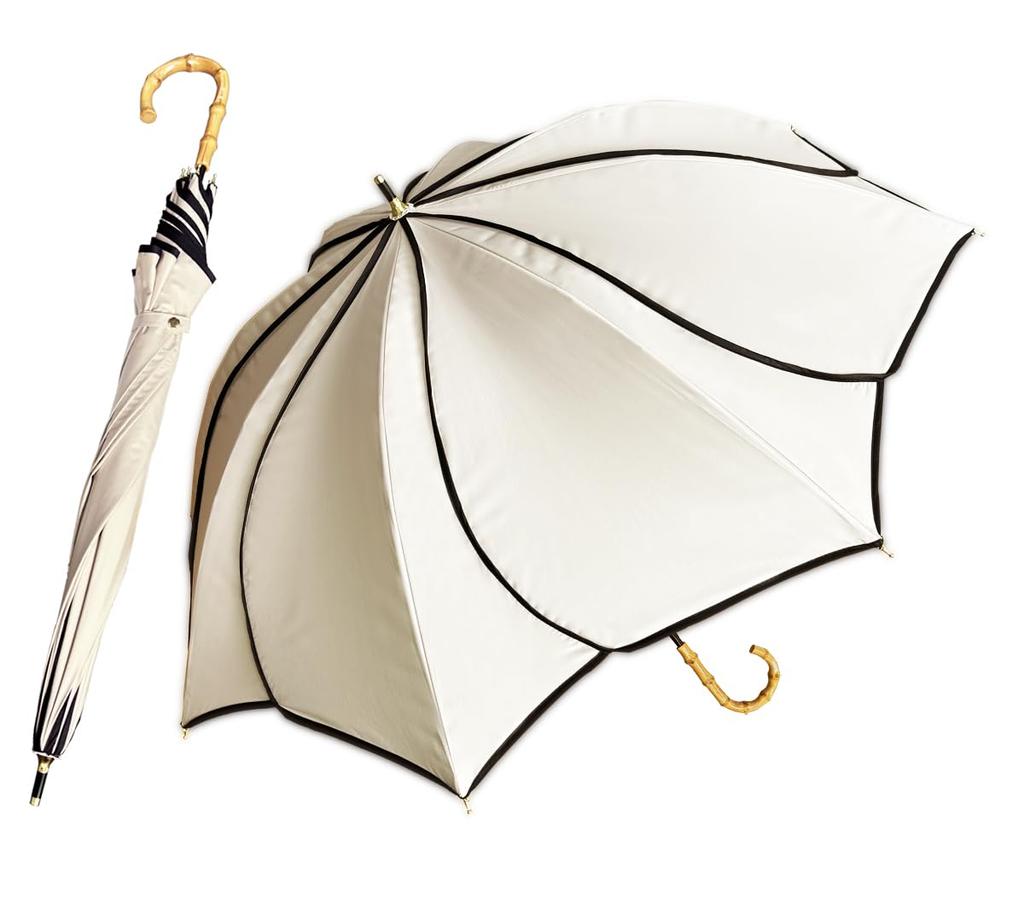 hiino kano UV Light Long Umbrella with Petal Full Light 50cm Water Ultra Lightweight Perfect for Sun and and Bamboo Perfect Day Gift Women's Parasol,