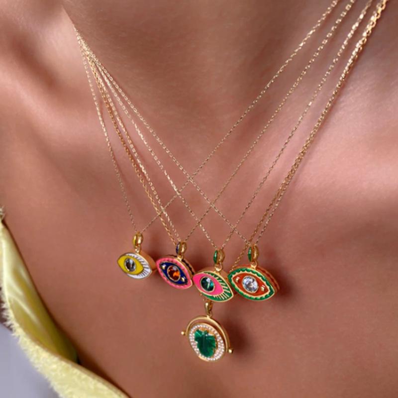 Wear Personalized Wear Enamel Glaze Devil'S Eye Necklace Personalized Street Necklace