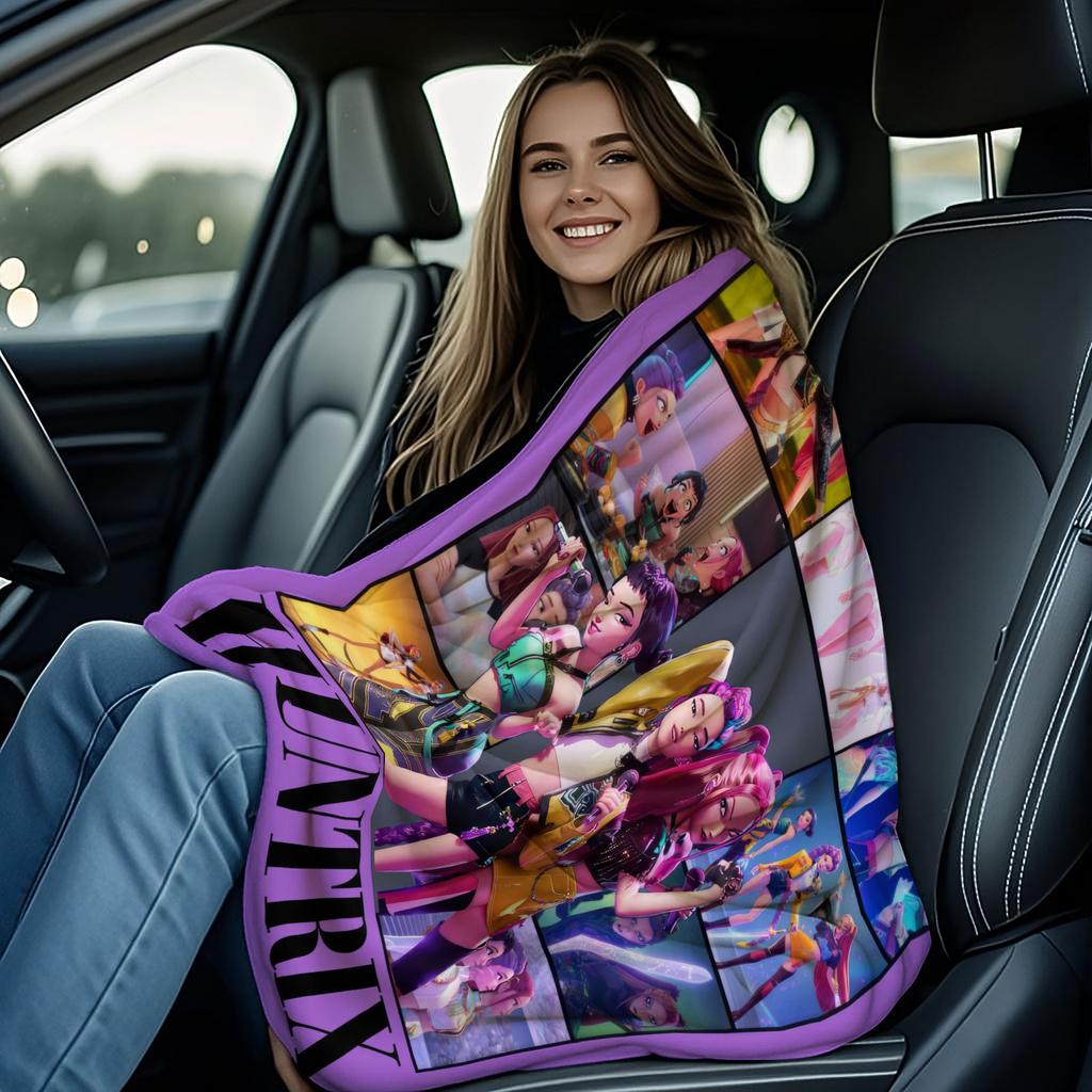 K Pop Demon Hunters Flannel Blanket Hot Anime Plush Warm Throw for Home Leisure Sofa Bed Cover Office Nap Camping Travel Gift