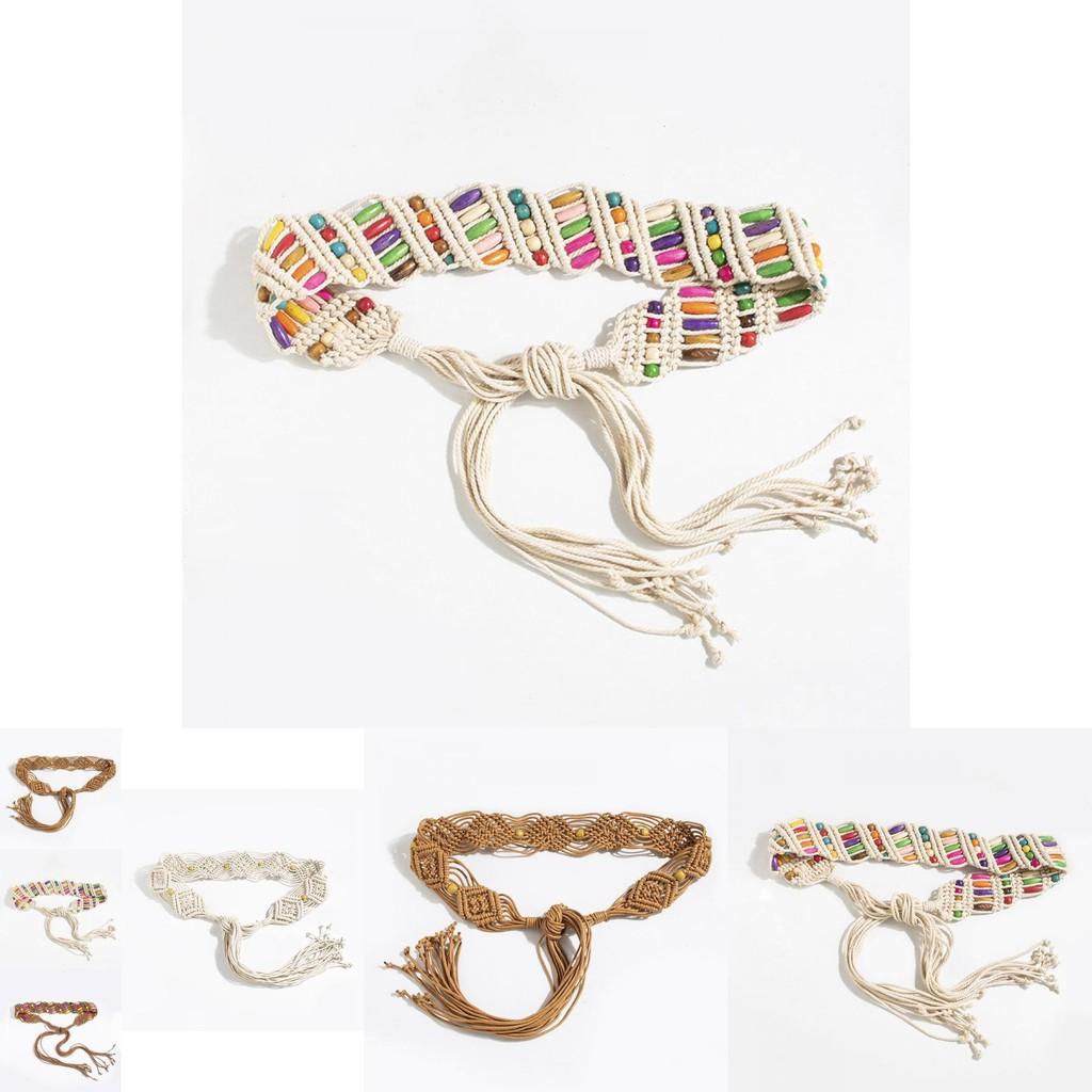 Ceinture de taille Bohème avec Tissage Perlé pour Mode Vintage de Station Balnéaire Accessoire Femme