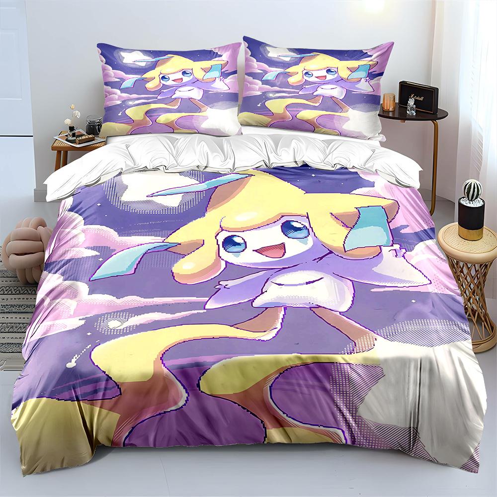 Pokemon Jirachi Printed Bedding Set 3PC 1 Duvet Cover 2 Pillowcases Adult and Children Warm Soft Bedding Set Luxury Gift