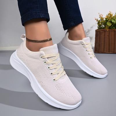 Bequeme Sneaker Frühling und Herbst Neu Runde Spitze Mesh Schnürung Weiche Sohle Rutschfest Low-Top Einzel