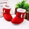 Baby Shoes, Newborn Baby Shoes, High-top Solid Color Snow Boots, Flanging Sleeves, Plus Velvet Thick Cotton Shoes