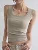 2025 Summer Women's Ribbed Cotton Vest: Sleeveless, Underarm Coverage, Spaghetti Straps, Versatile Layering