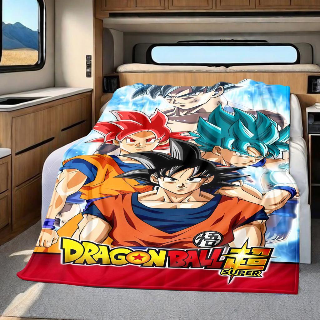 1 Stück Son Goku Druck Flanelldecke, Hohe Qualität für alle Jahreszeiten, Heimdekoration, Wärme und Komfort, Perfekt für Weihnachtsgeschenke